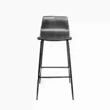 Metal Leg Frame Barstool with Vegan Leather Grey Seat SET OF 2